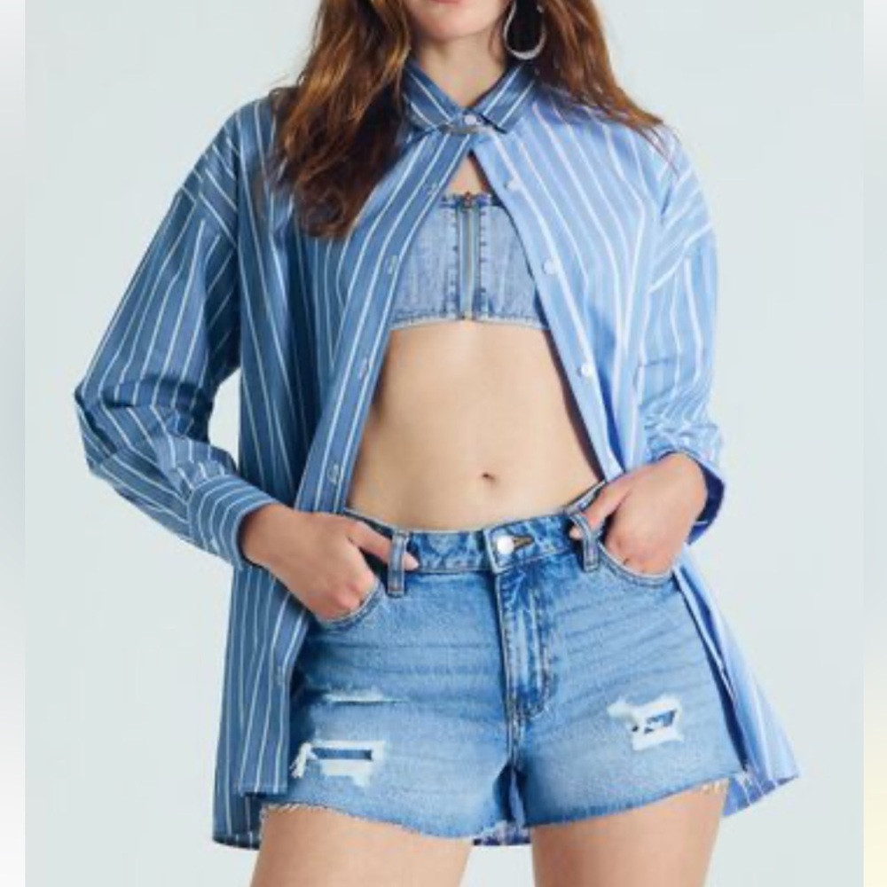 New Forever 21 Striped Button Down